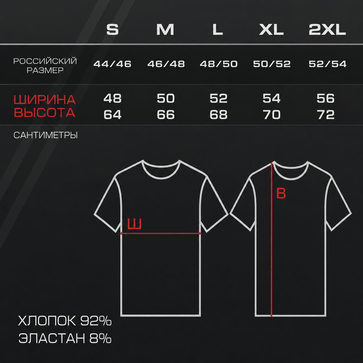 size guide t-shirts